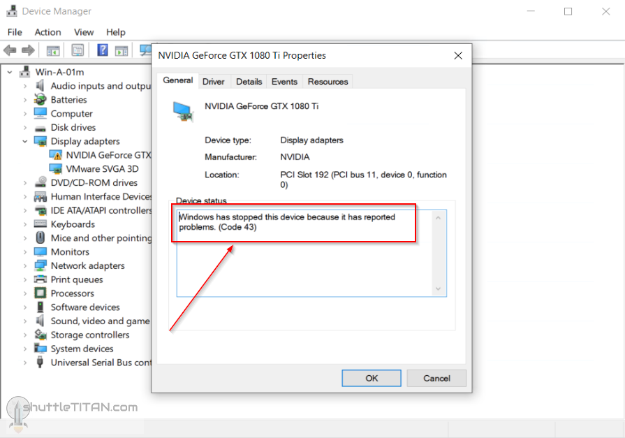 Passthrough enabled PCI Graphic Card, reports problems (Code 43) in “Windows OS” guest VM