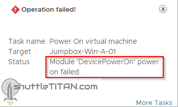 PCI Passthrough – “Module ‘DevicePowerOn’ power on failed….Device x:y.z is already in use”