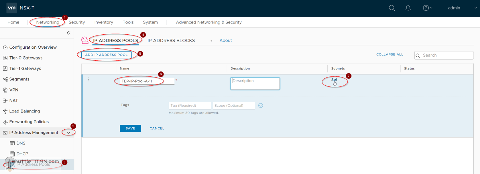 NSX-T Installation Series: Step 5 – Create IP Pool
