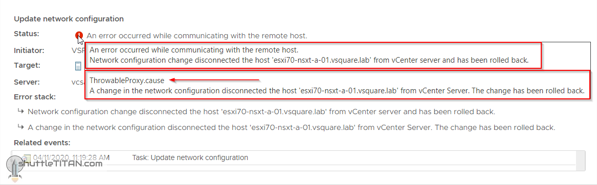 Migrate ESXi from vSS to vDS v7.0 – Fails: ThrowableProxy.cause